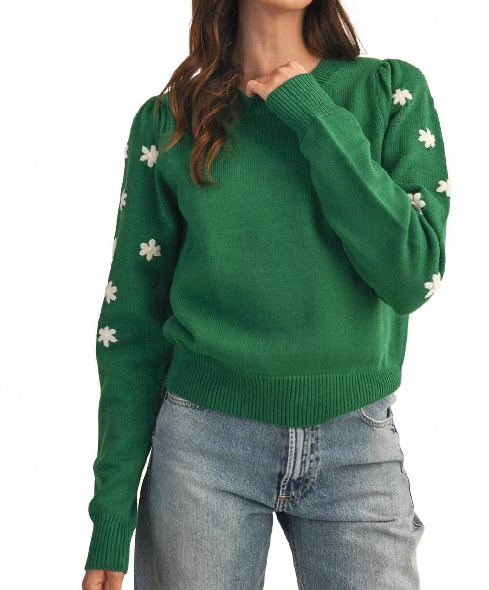 NEW &MERCI danielle crew neck sweater in rosemary green